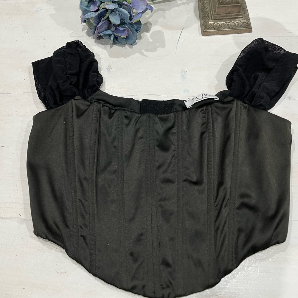 Black Corset with see‎ through thick straps size M